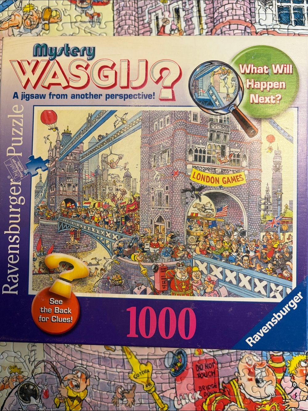 🧩 1000 piece Ravensburger Mystery Wasgij? “Final Hurdle”. Great fun! Complete.